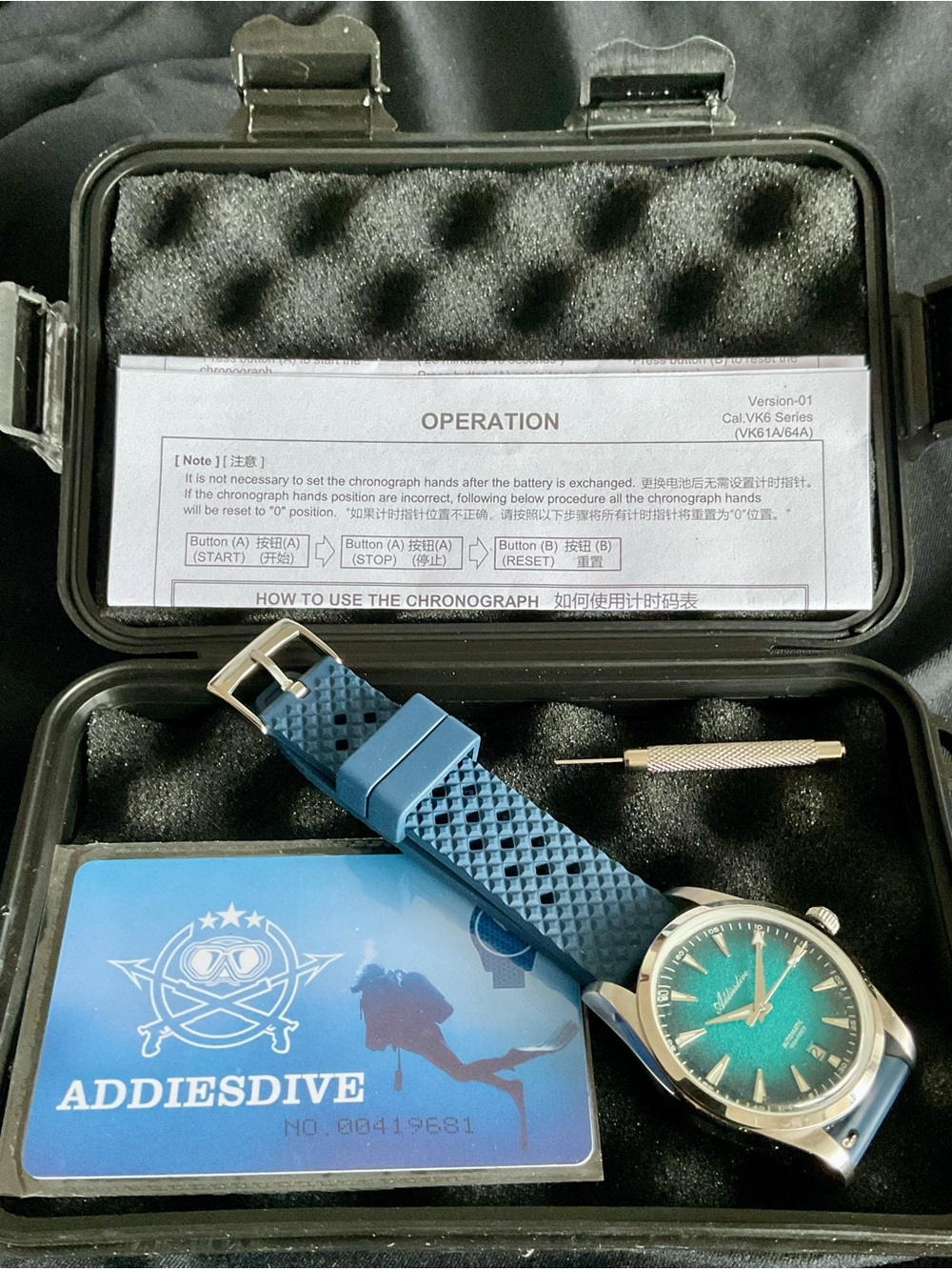Full Set NIB Automatic Addiesdive Watch Textured Radiant Teal Dial - Picture 4 of 16